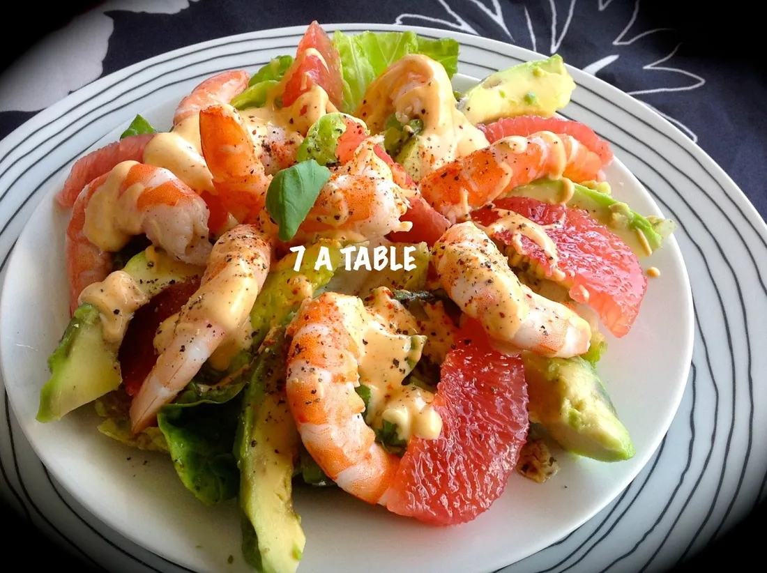 Salade fraicheur crevettes avocat pamplemousse