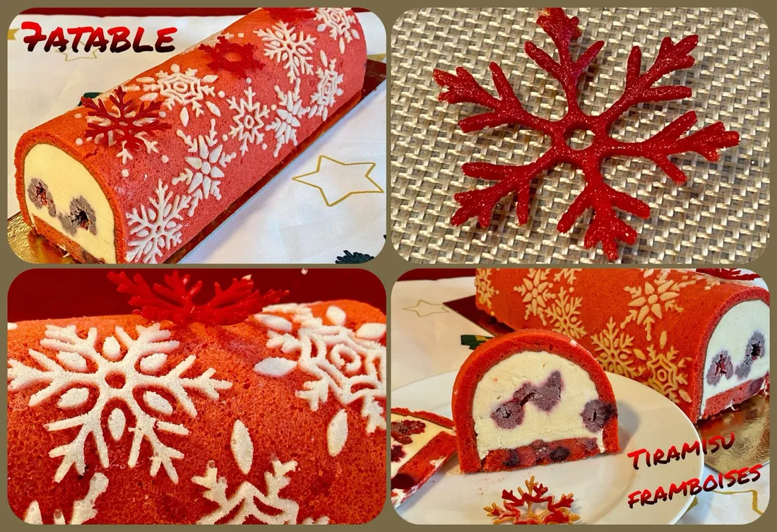 Bûche tiramisu framboises