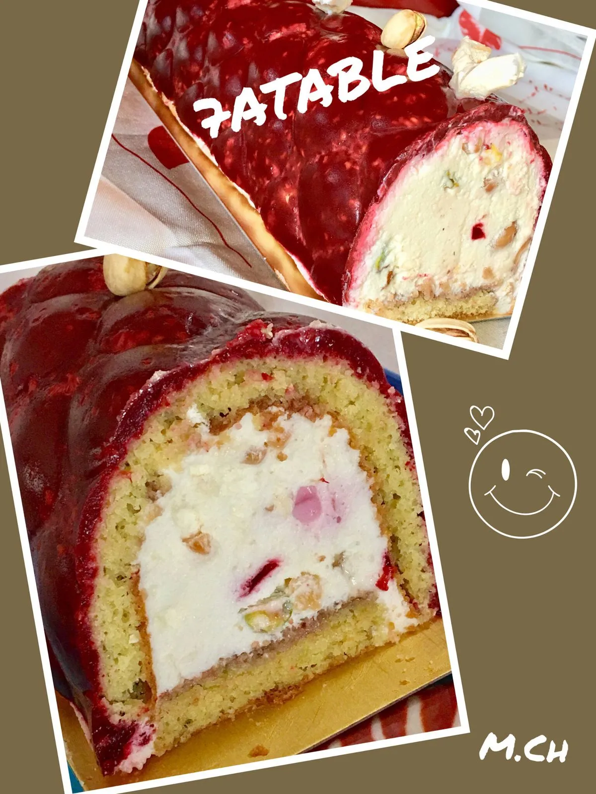 Bûche nougat framboise pistache