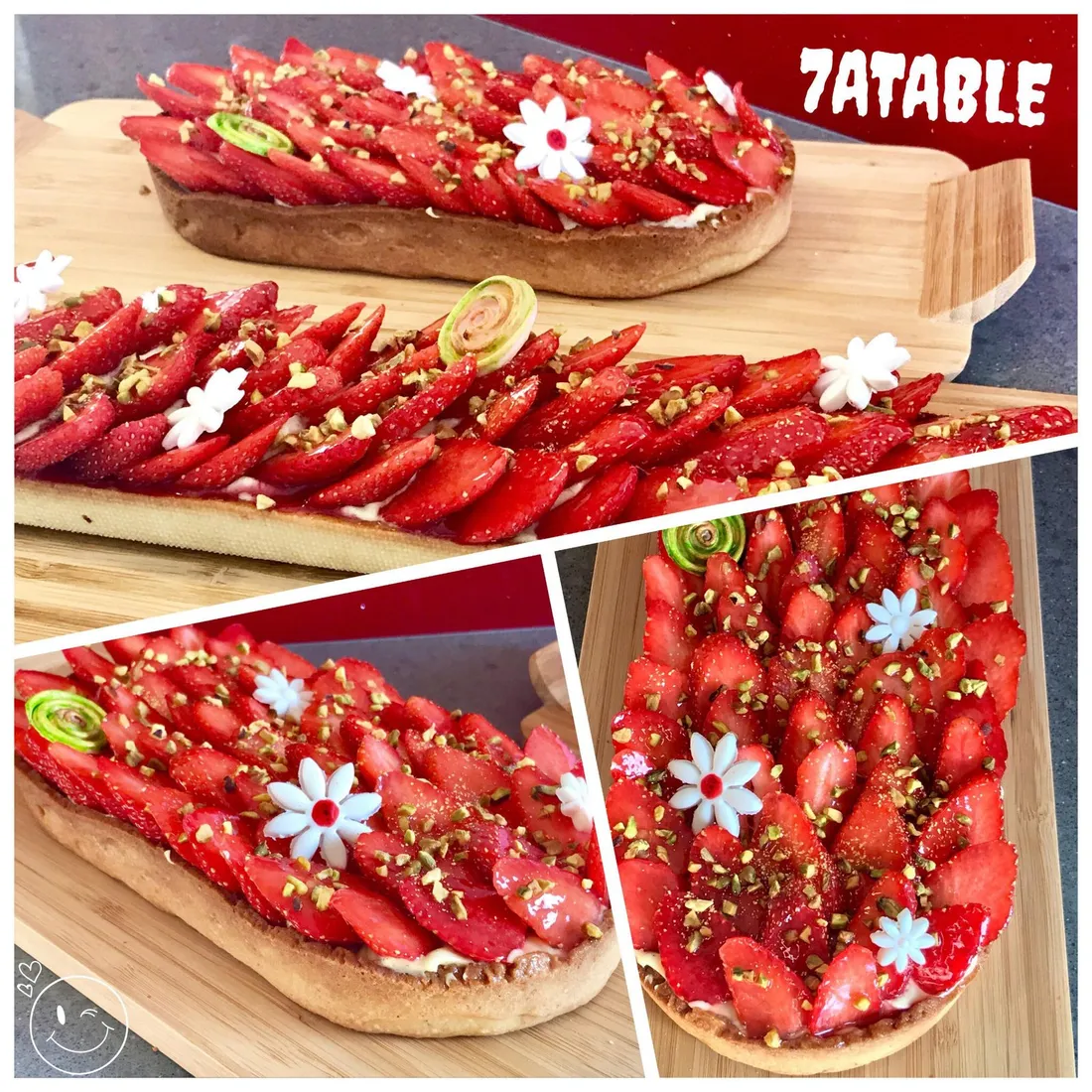 Tartes aux fraises crème diplomate pistache