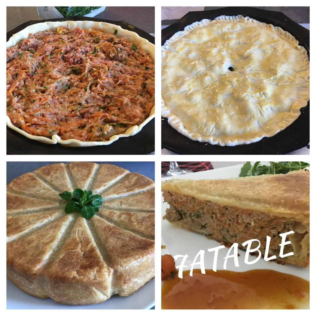 Tourte veau carottes à l'orange (moule à parts)