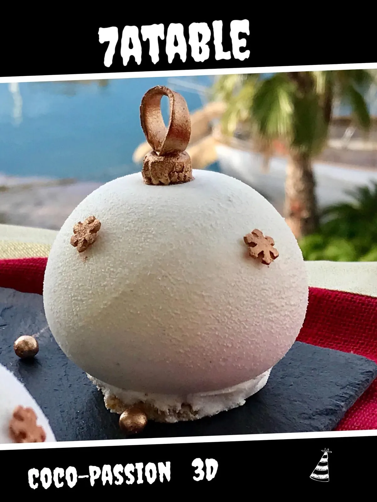 Sphères 3D au coco et crémeux aux fruits