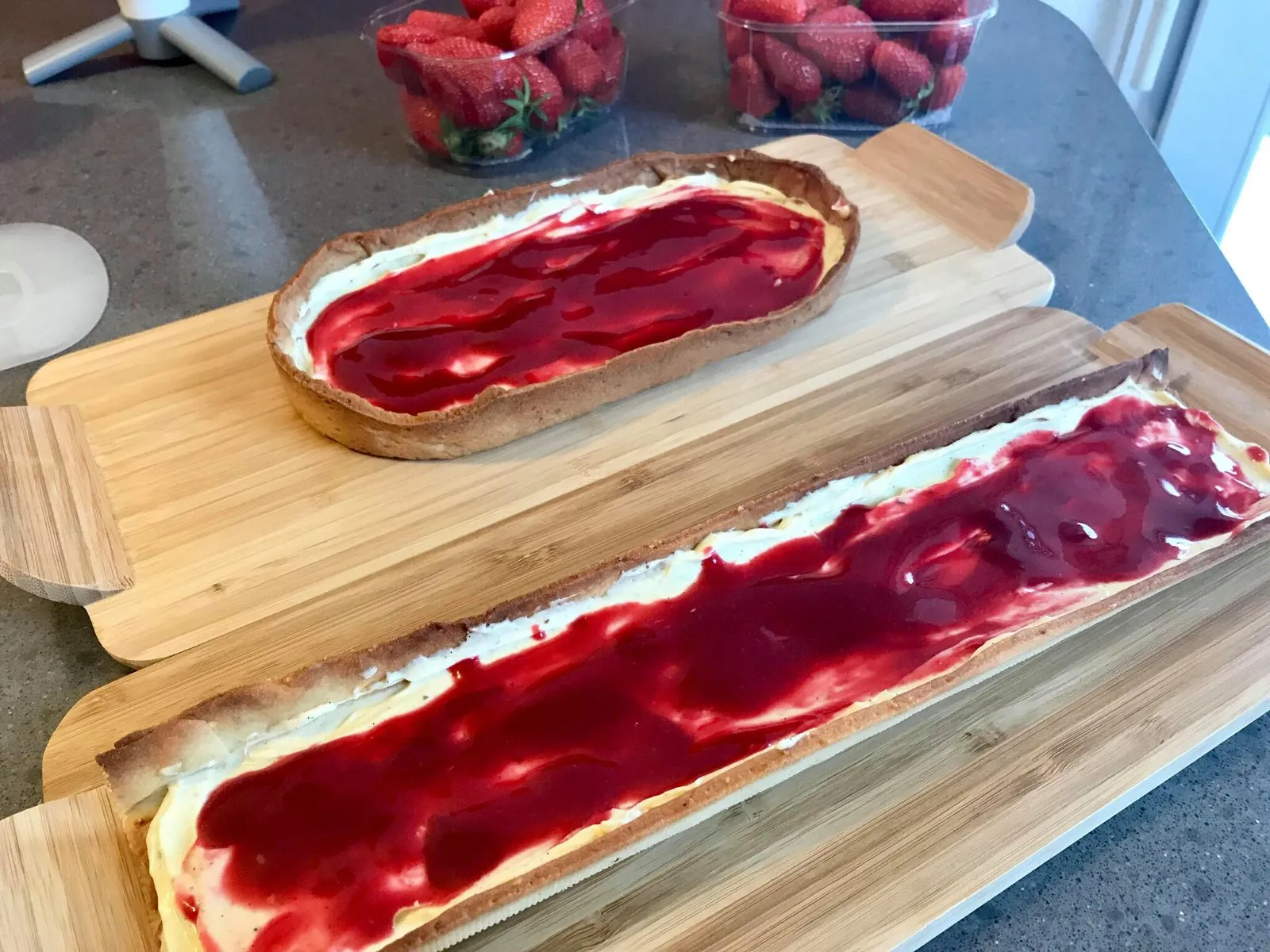 Tartes aux fraises crème diplomate pistache